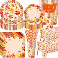 Funnymoom 452 Pcs Thanksgiving Fall Party Decorations, Maple Leaves Thanksgiving Paper Plates Napkins Cups Tablecloth Cutlery Straws for Autumn Fall Theme Birthday Holiday Party Supplies, Serves 50