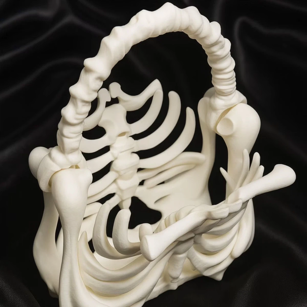 Halloween Skeleton Ribcage Handbag, Gothic Bone Structure Top Handle Bag